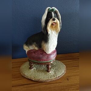 LIMITED EDITION 1997 TRI-COLOR SHIH TZU DOG FIGURINE